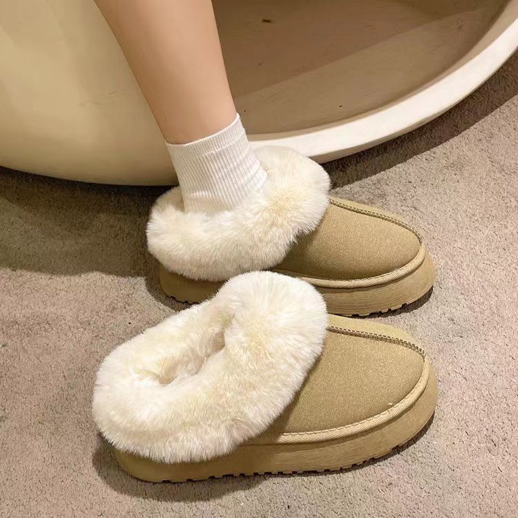 雪地靴女皮毛一体2023新款女款冬季加绒加厚增高厚底短筒靴子棉鞋