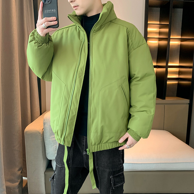 棉衣男冬季时尚纯色百搭潮流立领男装棉袄御寒保暖情侣加厚外套