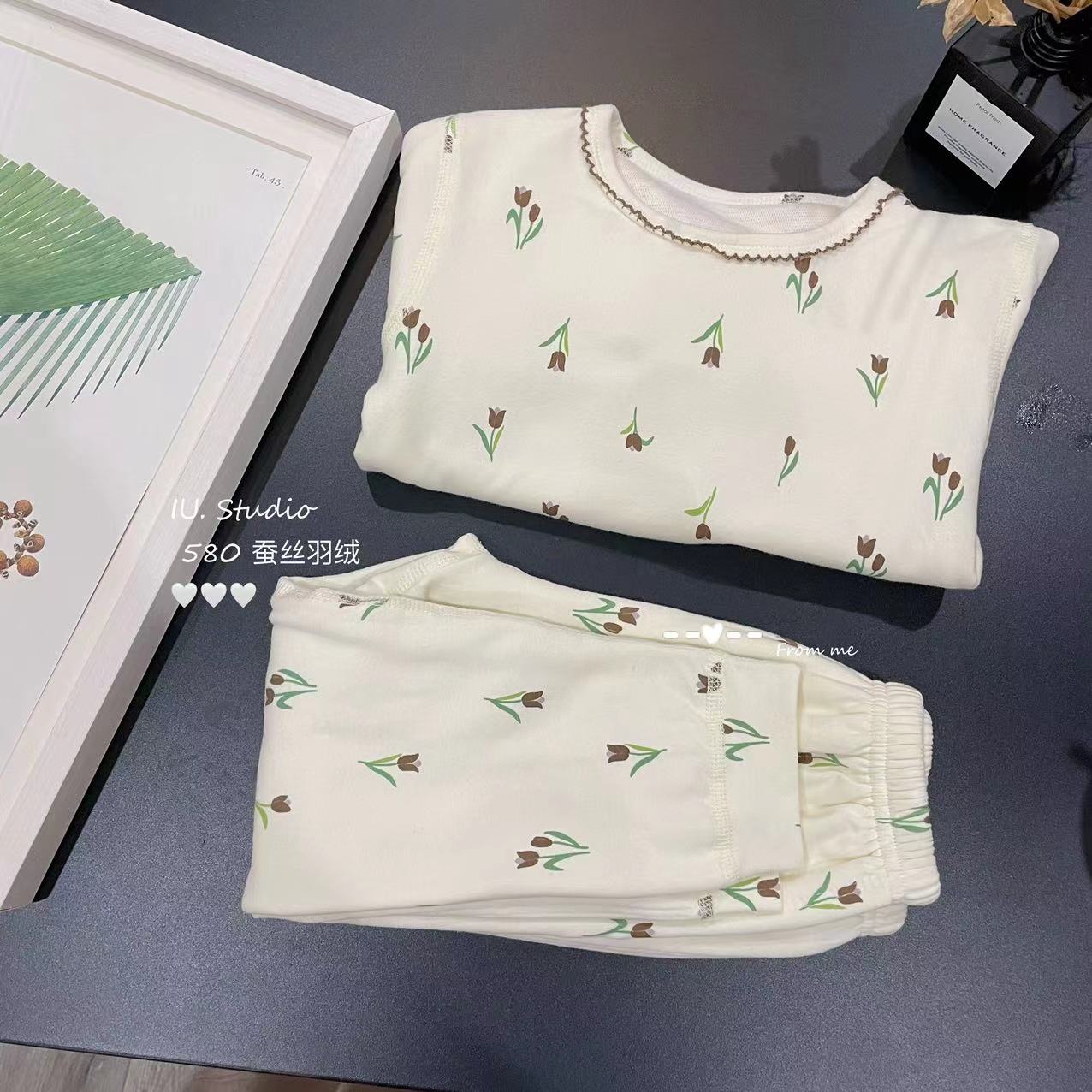IU9115儿童冬季手绘郁金香580G蚕丝保暖套【郝叔专享】