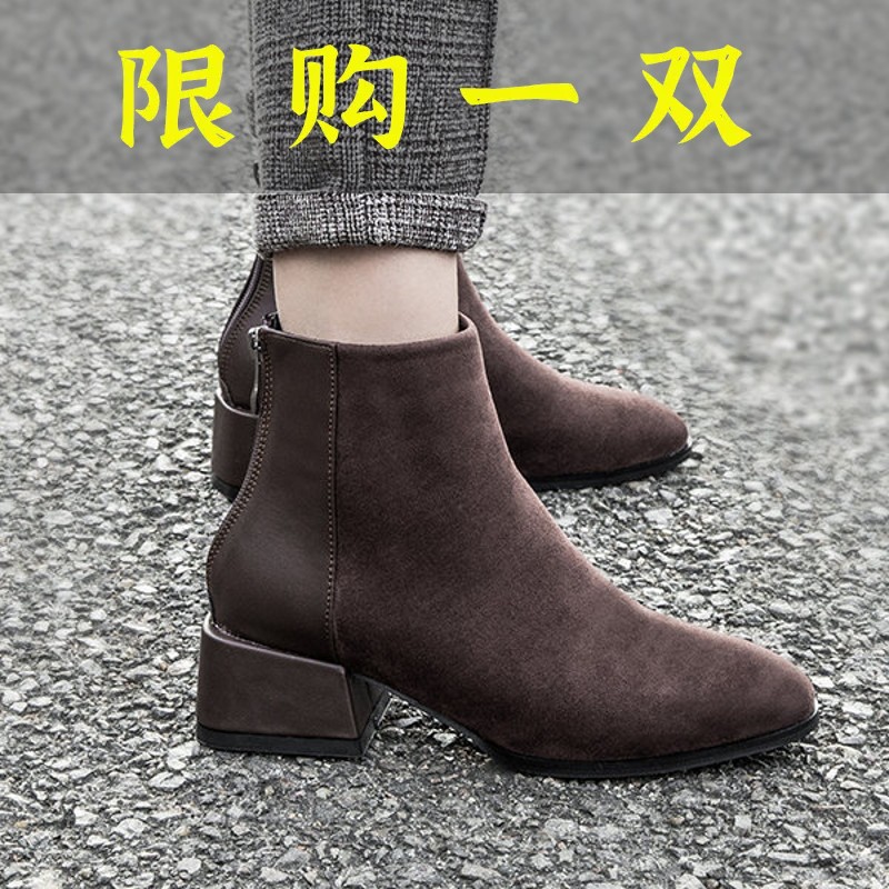 达芙妮沿荐(3.5厘米34-42码)秋新款真皮短靴女韩版英伦风马丁靴子