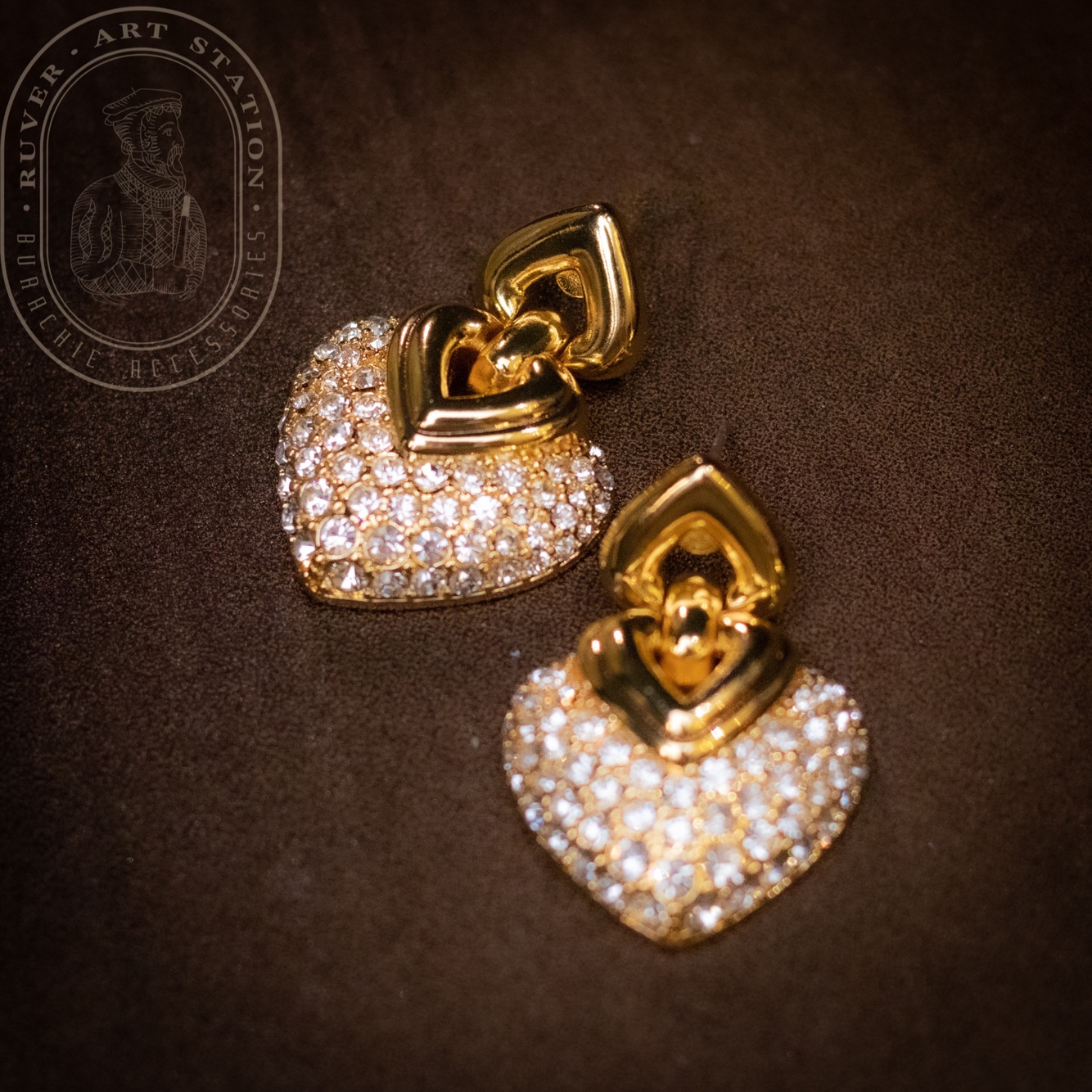 铜合金耳饰 法产珠宝的即视感Betions熠熠生辉双心华丽十足9800