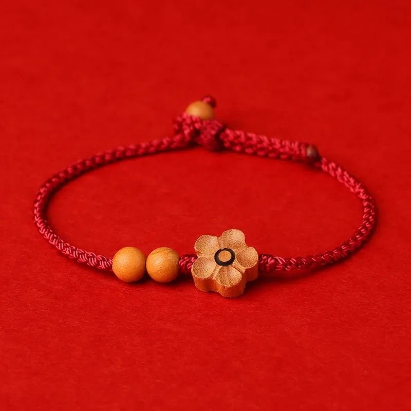 非金属布艺手链 桃木手链女款红绳男士儿童宝宝小孩婴儿手工编织