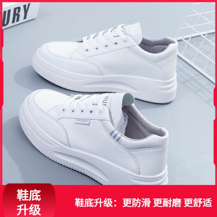 回力潮品冬季橡胶中跟百搭低帮鞋女鞋系带网纱圆头纯色松糕底网红