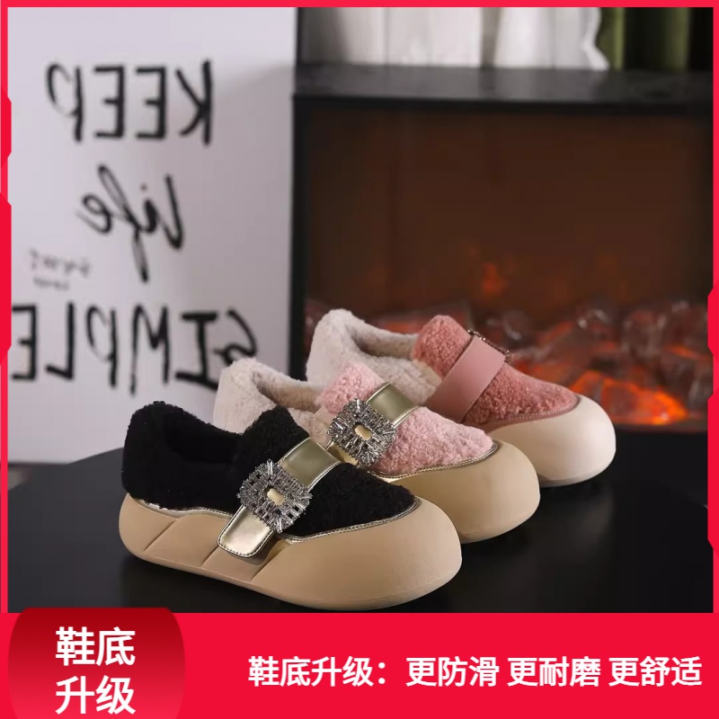 回力潮品冬季2023季增高皮毛一体百搭棉鞋加绒真皮毛毛鞋软底女鞋