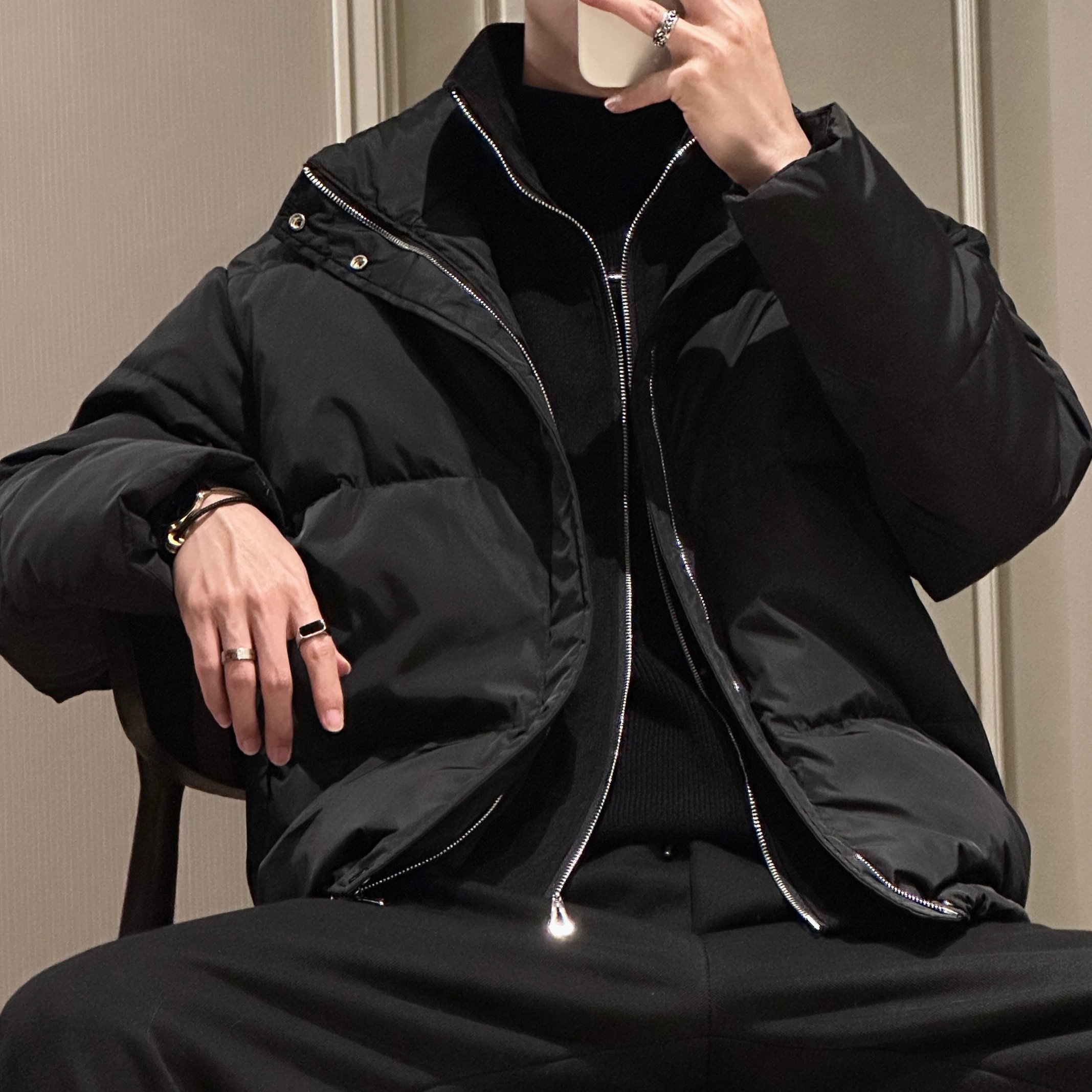 莱德的搭配 冬季立领棉衣男面包服不可拆卸假两件棉服外套休闲潮