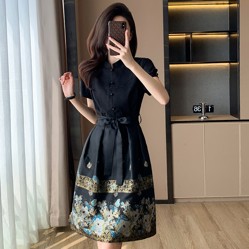 新中式国风女装成人马面裙薄款改良汉服女2024新款夏季衬衫连衣裙