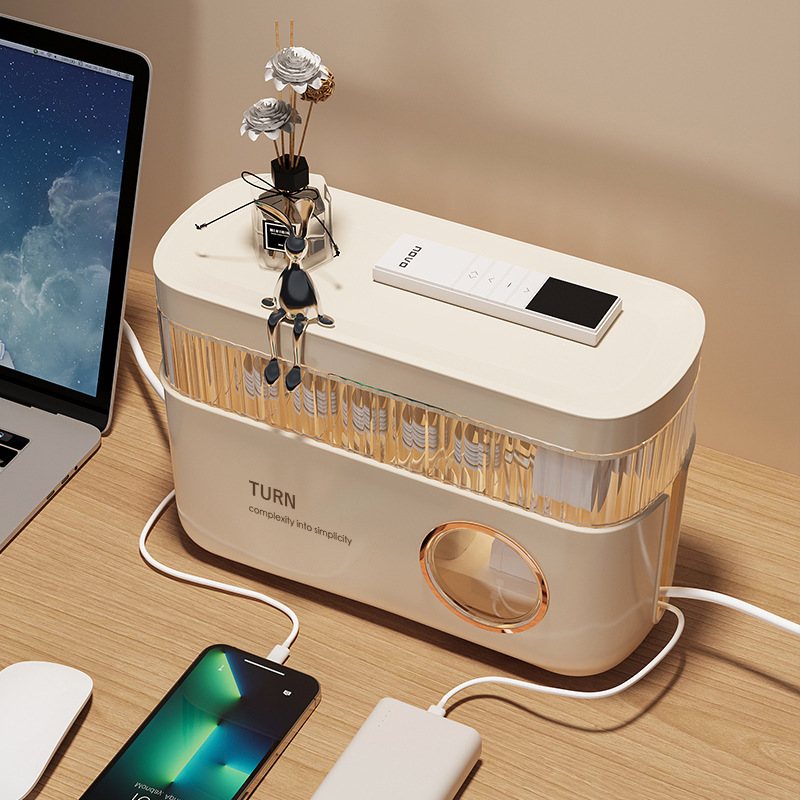 数据线收纳盒电源充电线收纳手机充电器插头整理桌面绕线器理线盒