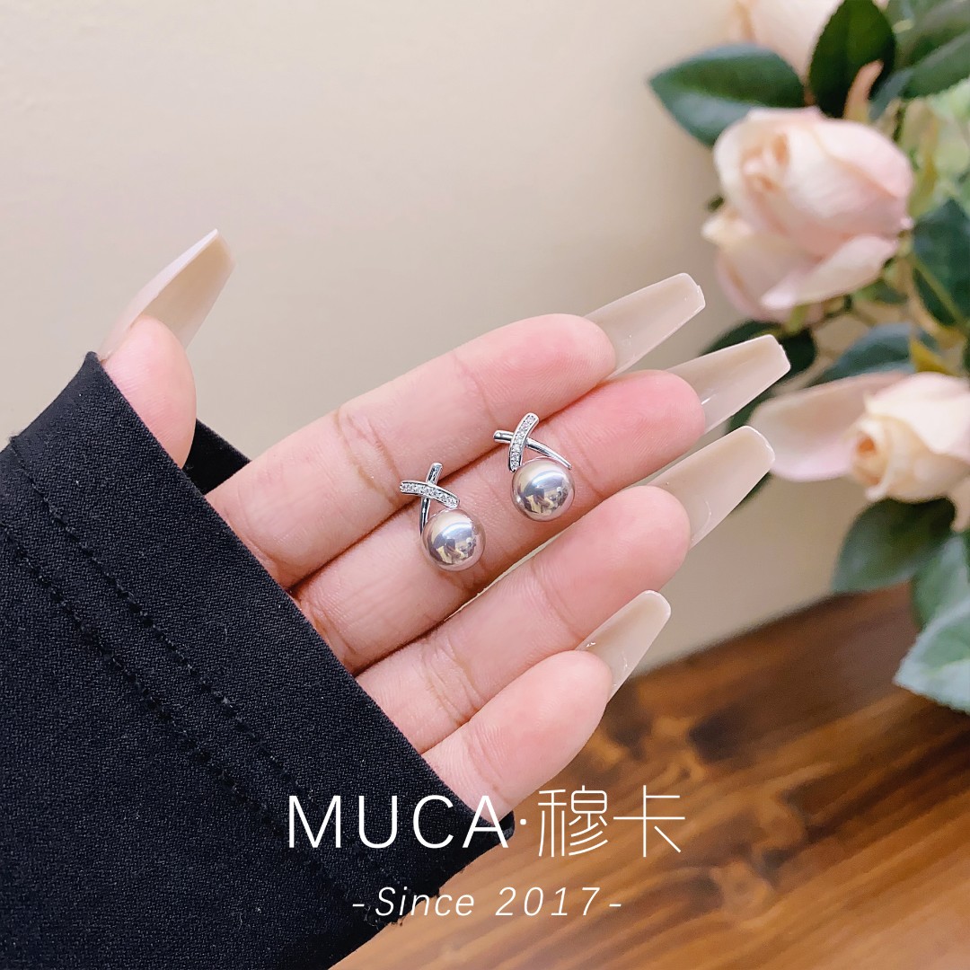 铜合金合成锆石耳饰 时尚百搭气质轻奢简约女耳钉X666