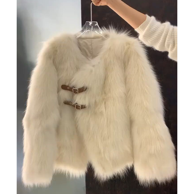 【大盼专属】外套女秋冬季气质名媛皮毛一体环保毛毛上衣28331#