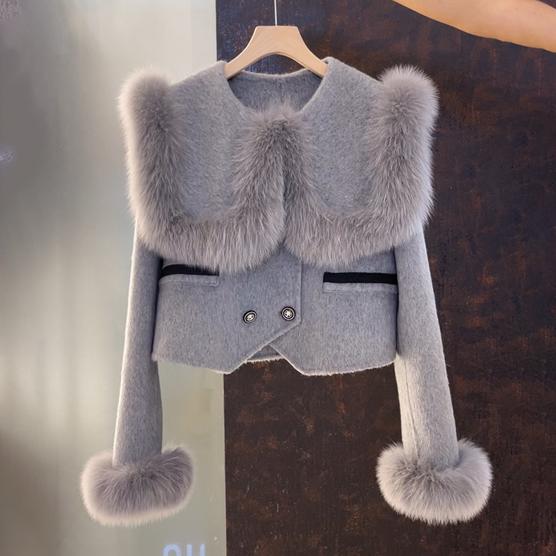 【大盼专属】毛呢外套短款高腰设计秋冬新款韩版海宁毛毛外套30172#