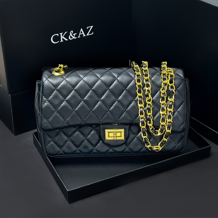 CK AZ品牌包包女2023新款时尚百搭单肩斜跨链条菱格包