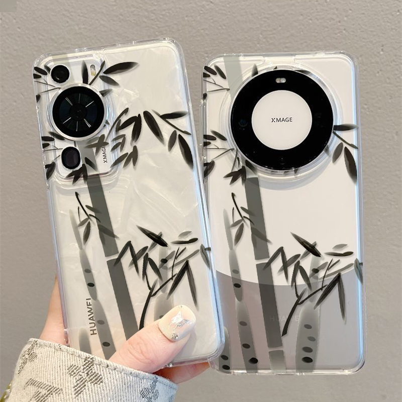 笔画竹子适用华为mate40手机壳mate60pro+/mate60/mate60pro软边
