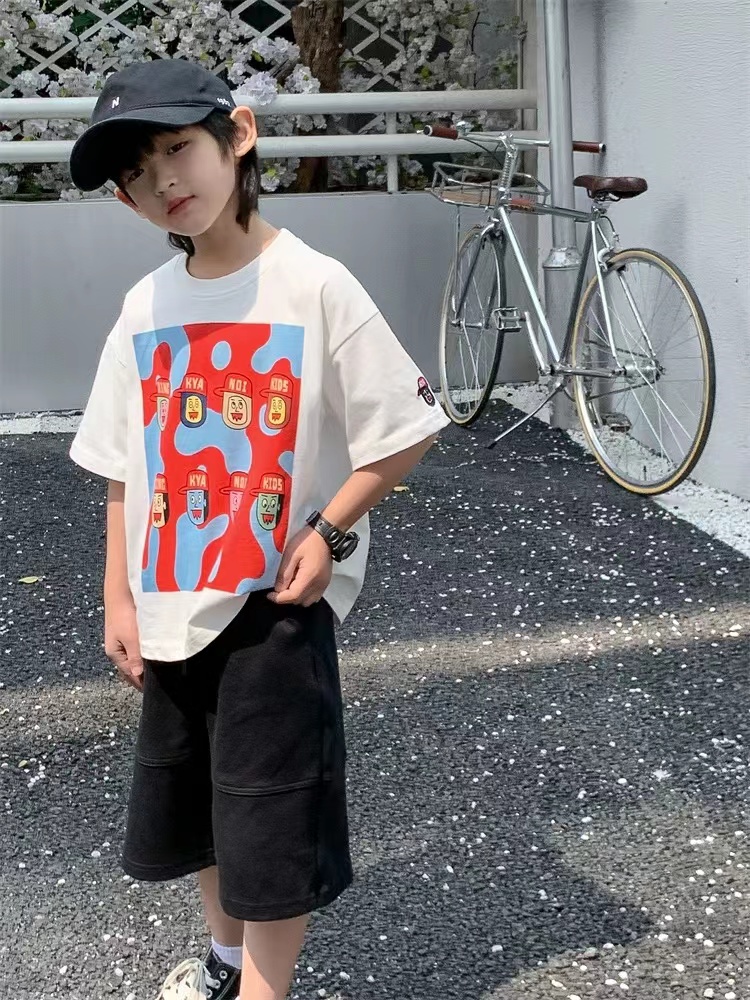 【晗阳博】儿童卡通短袖2024新款韩版男童印花T恤小男孩休闲半袖T