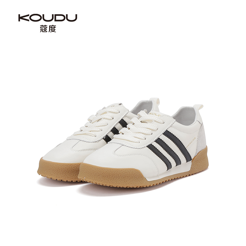KOUDU/蔻度经典防滑时尚休闲百搭潮流白鞋平底拼色低帮小白鞋2170