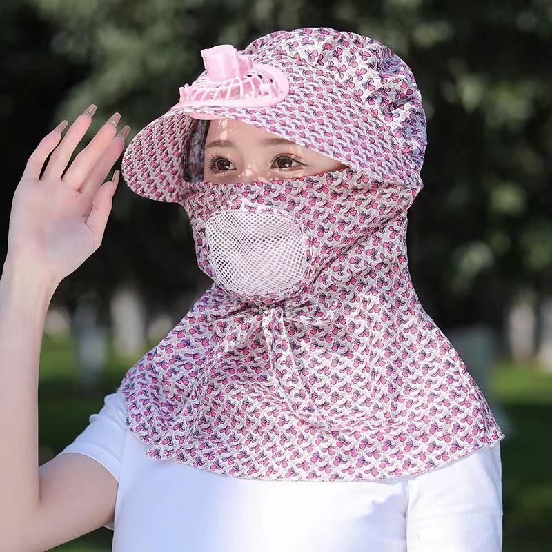 采茶帽夏天防晒帽女充电风扇遮阳帽户外农田干活防灰尘透气太阳帽