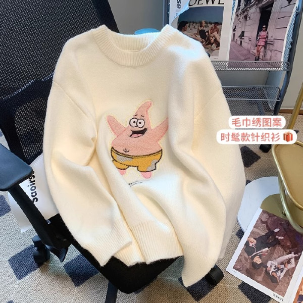 孕妇装秋冬季新款时尚派大星加厚针织衫上衣宽松大码外穿毛衣