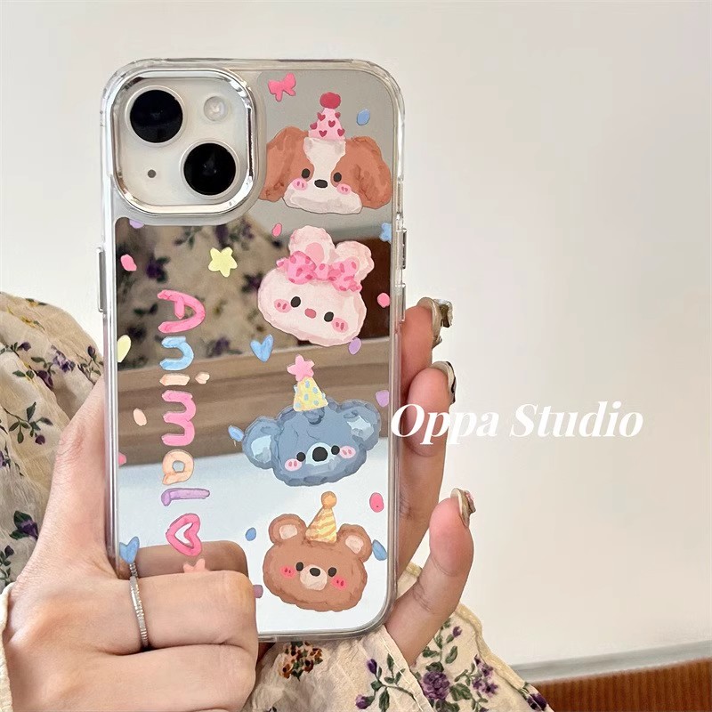 适用苹果14promax手机壳iphone13镜面11派对12创意可爱男女保护套