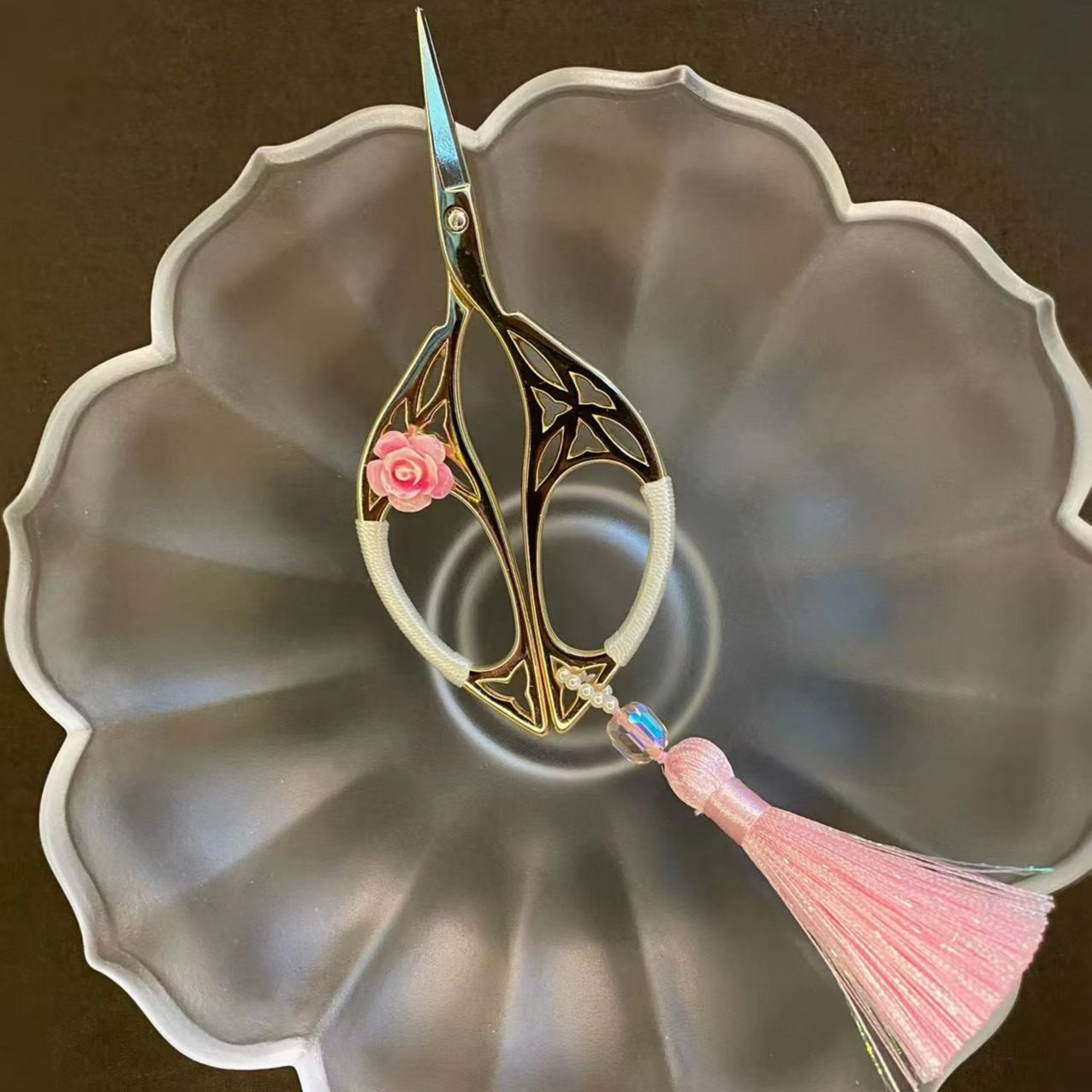 手工编织《粉粉》茶道小巧高档古风简约个性小茶剪