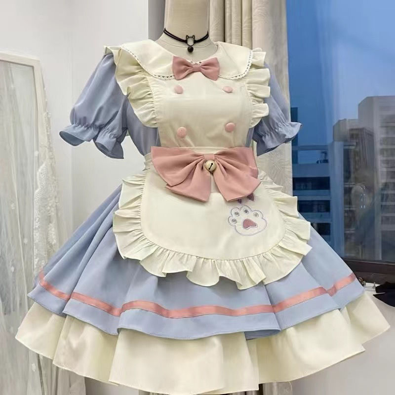 猫咪餐厅可爱短小女仆连衣裙围裙日系洛丽塔甜美少女新款