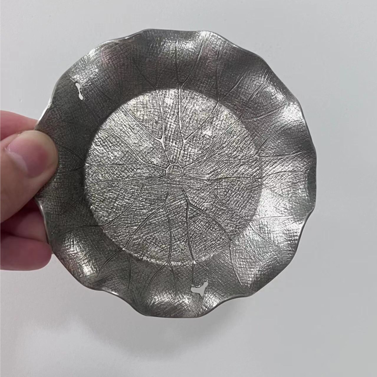 蜂鸟工坊锡纯手工荷叶杯托杯垫