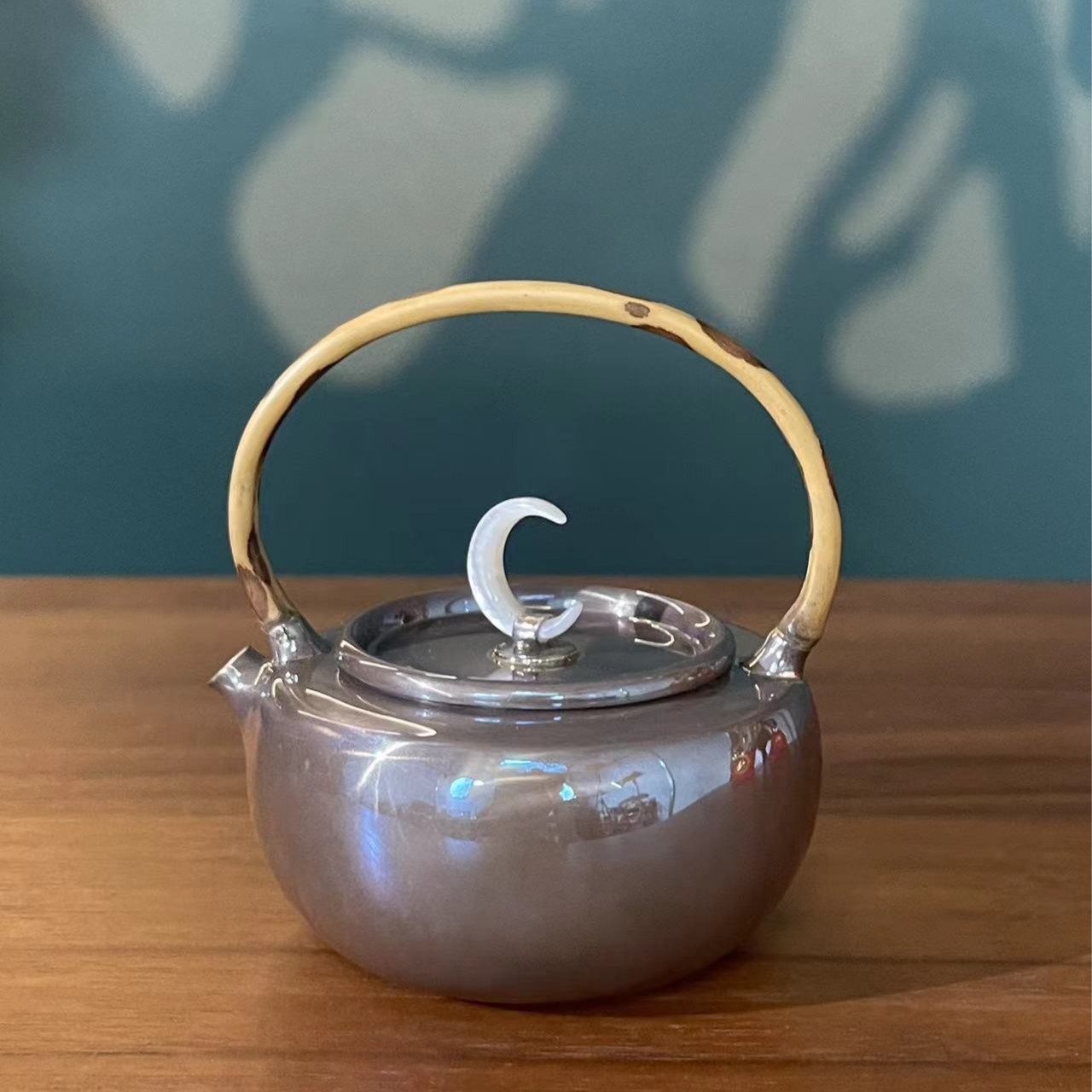 蜂鸟工坊手工艺品紫皮竹把月亮岫玉钮提梁小壶MJYXA51