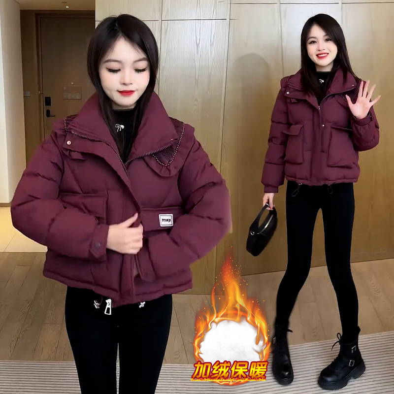 加绒加厚时尚百搭棉服女2023年冬季新款宽松显瘦洋气质保暖短外套