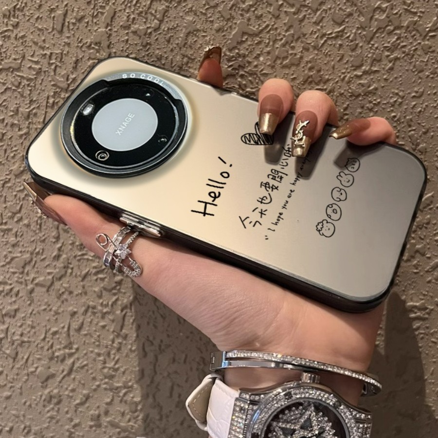 华为Mate60Pro手机壳50肤感防指纹文字风今天也要开心防摔保护套