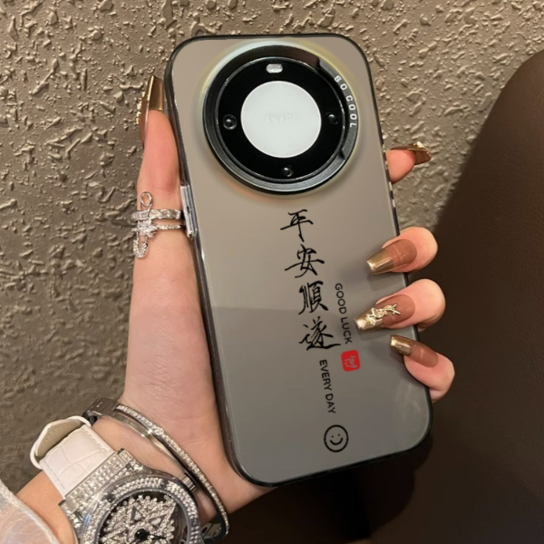 华为Mate60Pro手机壳创意P50平安顺遂防摔Nova12防指纹亚克力壳套