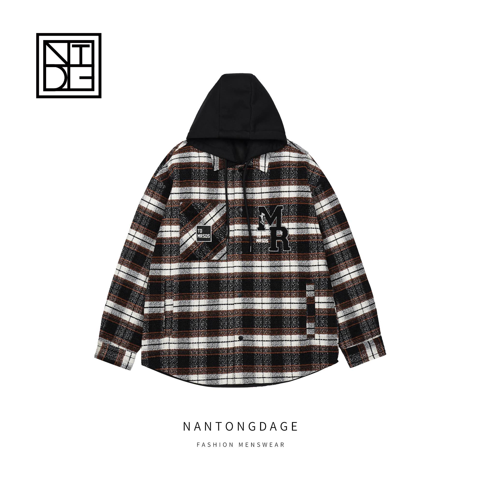 秋冬季新款经典连帽格子时尚通勤休闲款羽绒外套 23J9835-1