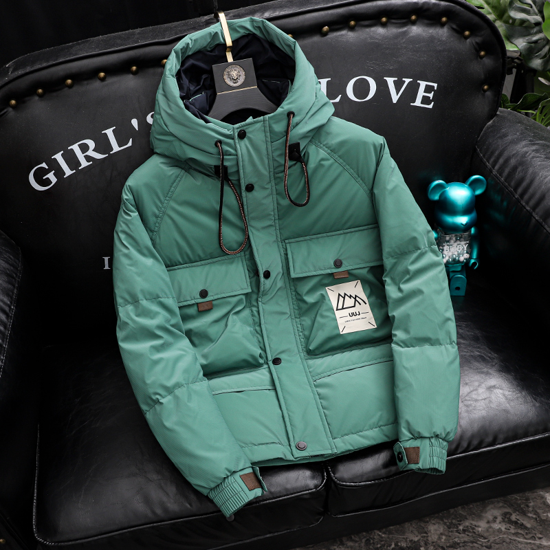 2023新款高端糖果色连帽羽绒服90白鸭绒加厚保暖男士冬装外套短款