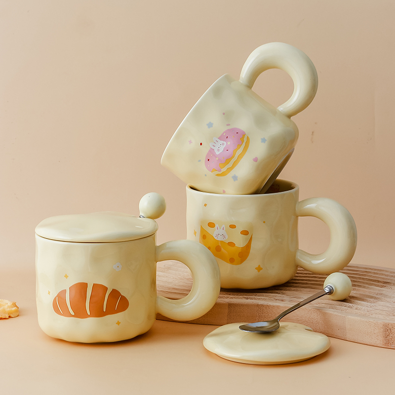 韩式可爱少女心奶fufu陶瓷马克咖啡喝水情侣杯男女生家用早餐杯子