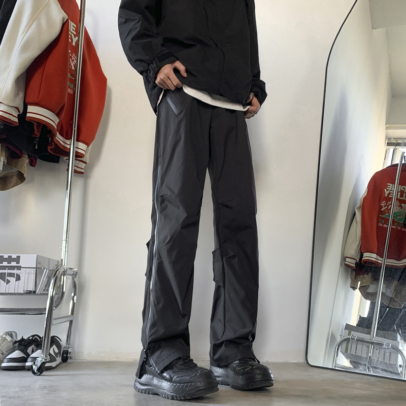 三防加厚冲锋裤男秋冬季美式拉链拼接机能风长裤高级感痞帅休闲裤
