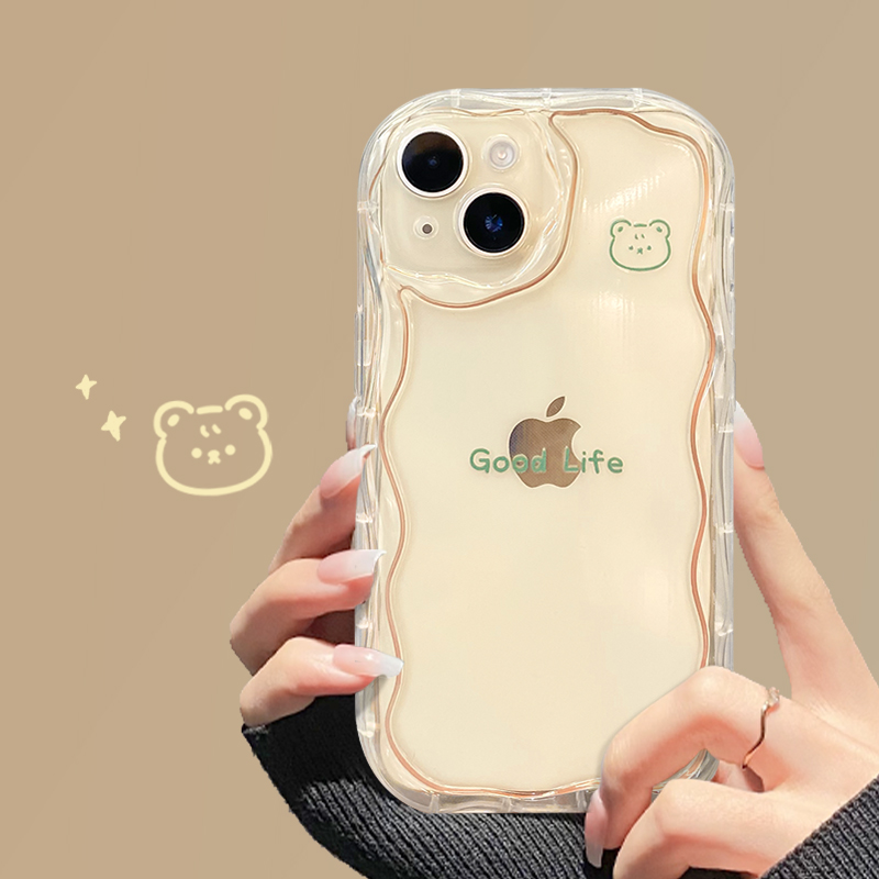 简约小熊苹果13手机壳iPhone14promax新款女生12全包防摔11透明壳