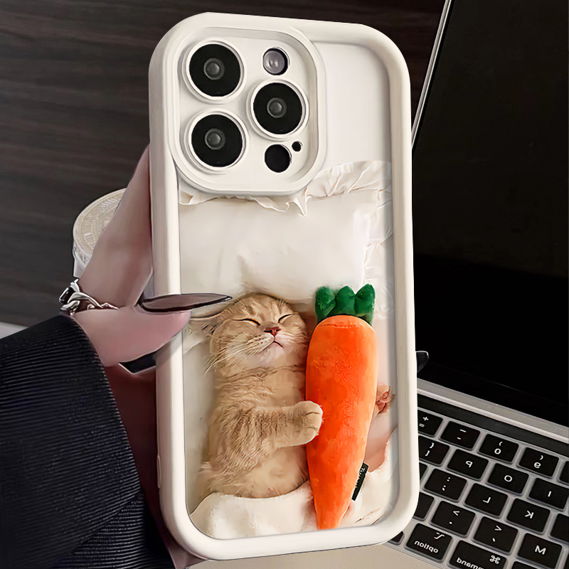 适用iphone15苹果手机壳14promax网红新款13pro熟睡猫咪12防摔11