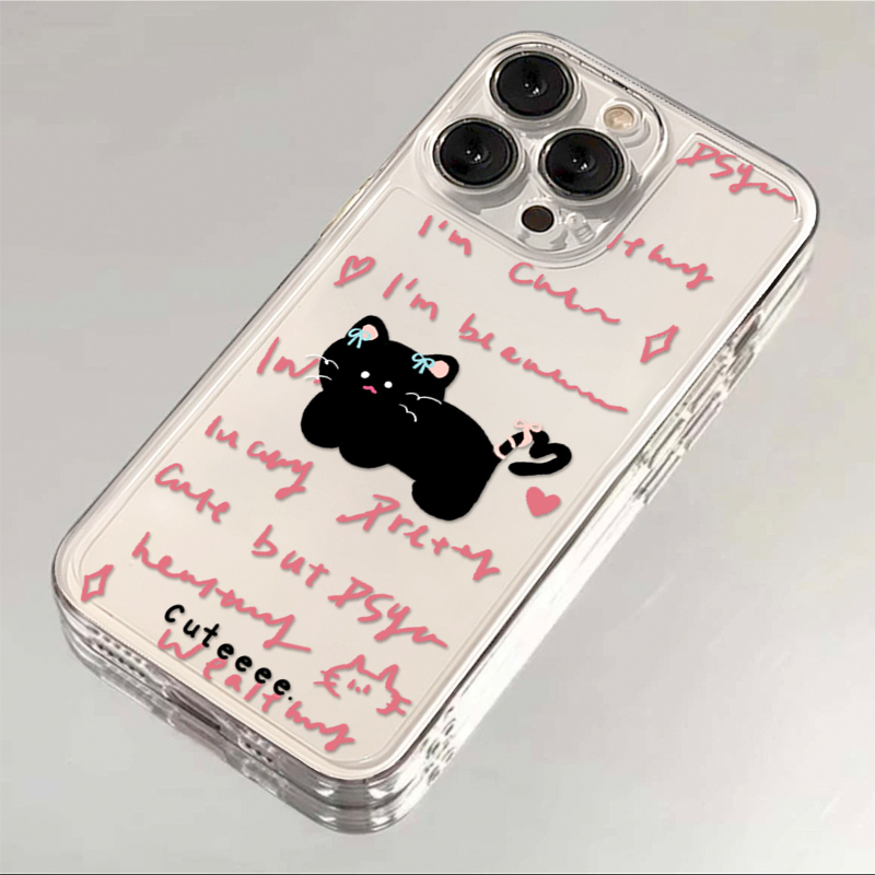 小众英文猫咪iPhone15苹果13promax个性iPhone14/11手机壳12/XR女