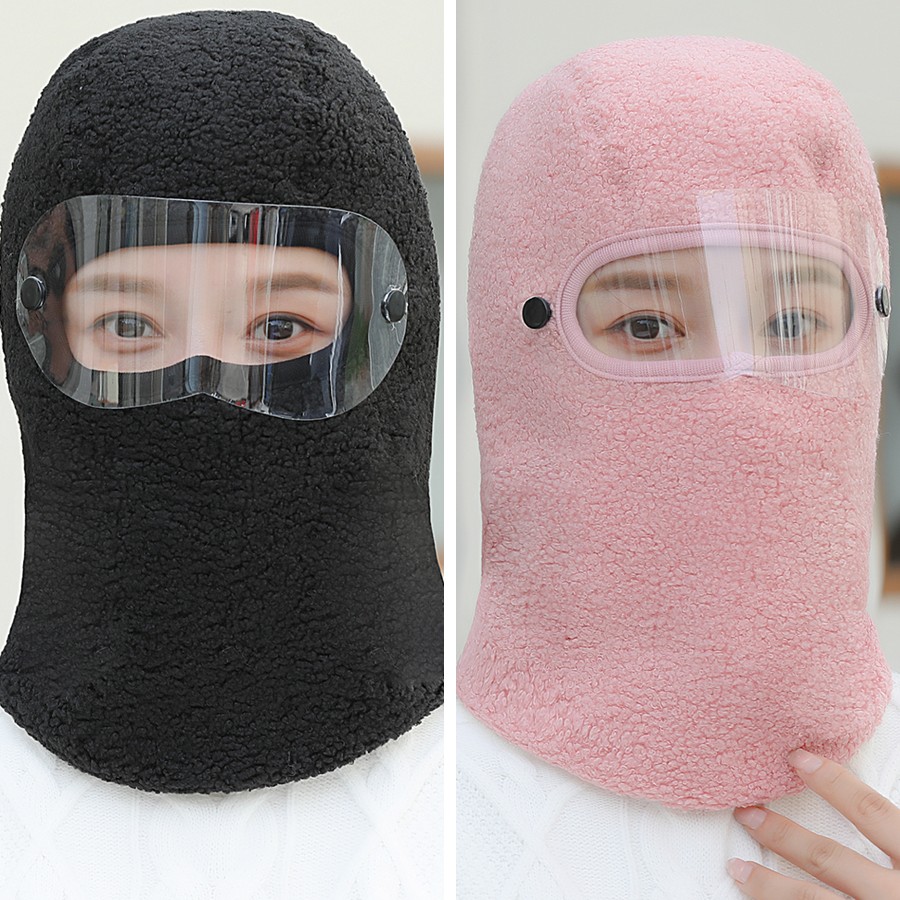 帽子女冬季骑行保暖加绒男潮冬款围脖一体防风护目百搭包头套头帽