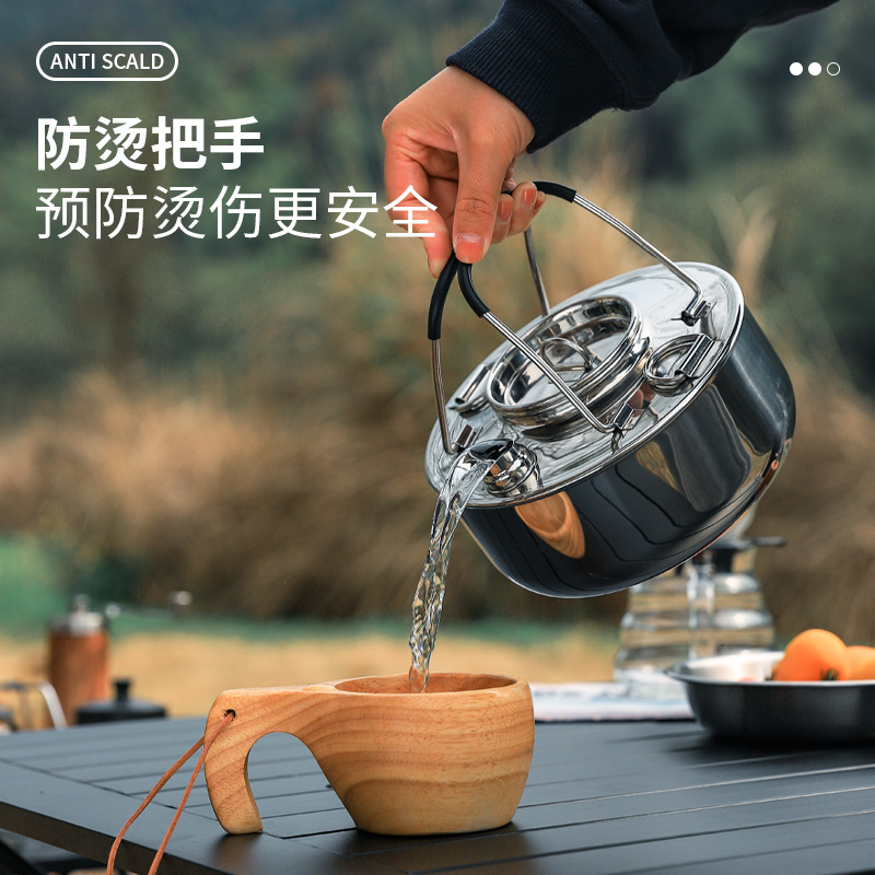 户外露营便携式烧水壶野营不锈钢咖啡壶露营炊具泡茶专用露营野外