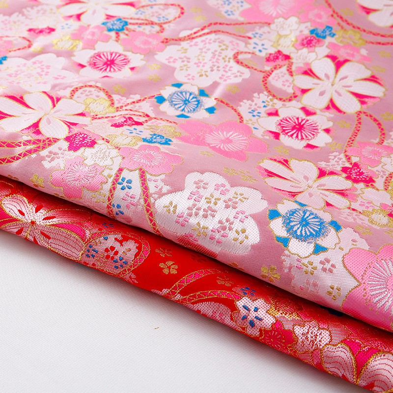 《山樱花》145cm锦纶提花工艺日系风DIY儿童服装旗袍衣服包包布料