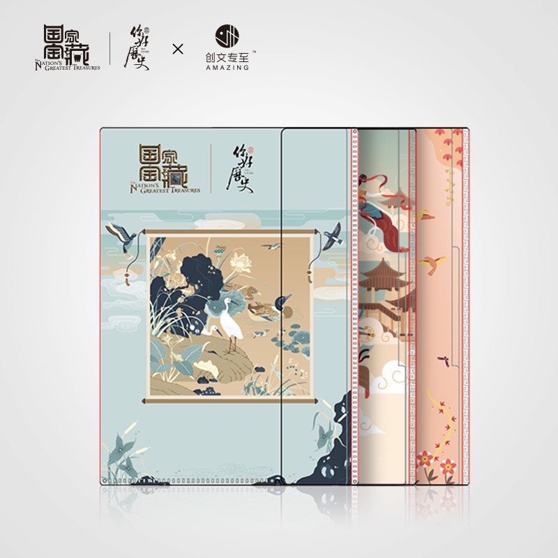 国家宝藏X你好历史官方周边 文创双层侧开学生用L型办公文件夹a4