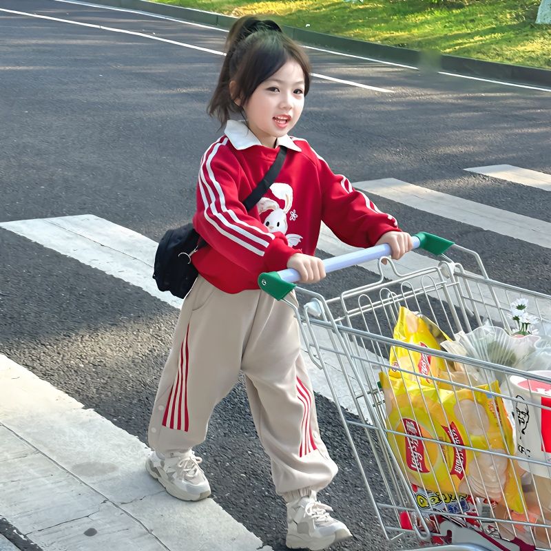 女童裤子女童秋装运动裤春秋童装2023新款卫裤两件套洋气韩版秋季