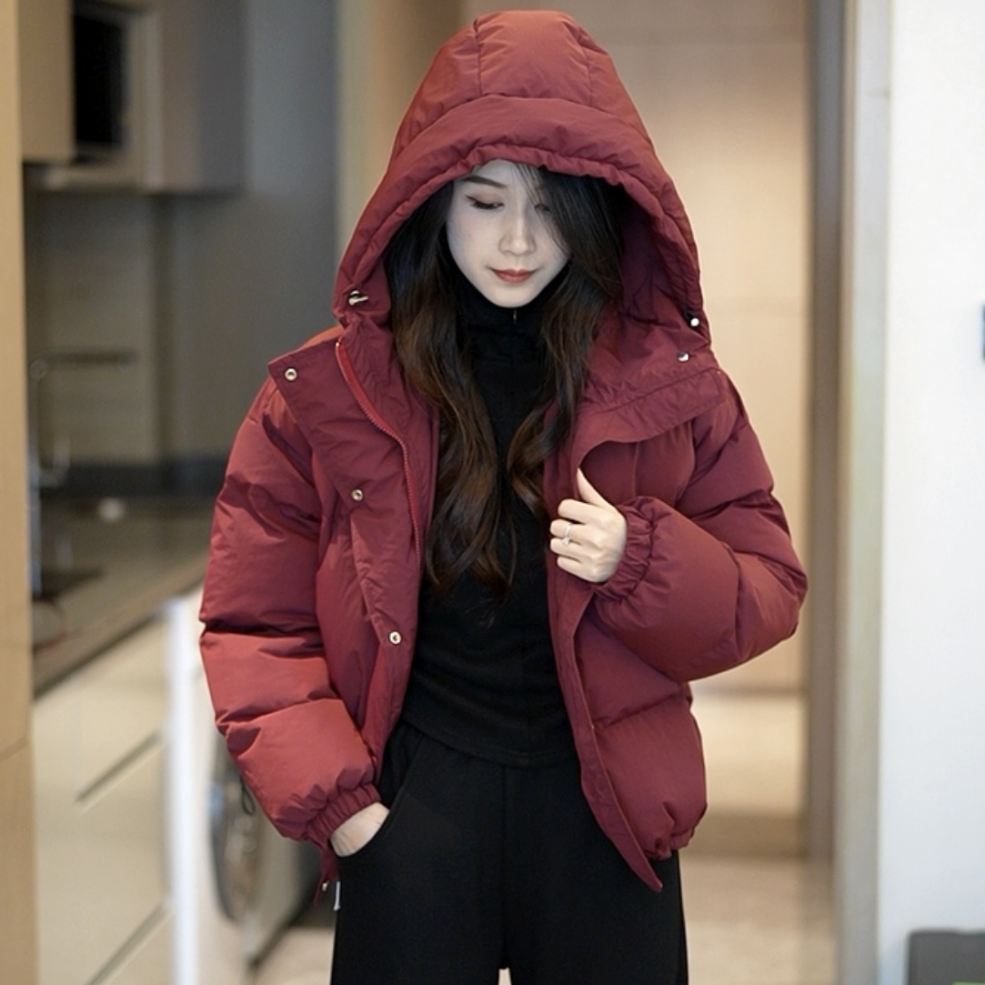 DOGHC加绒加厚连帽女士棉服冬季韩版宽松保暖面包服棉袄短款外套