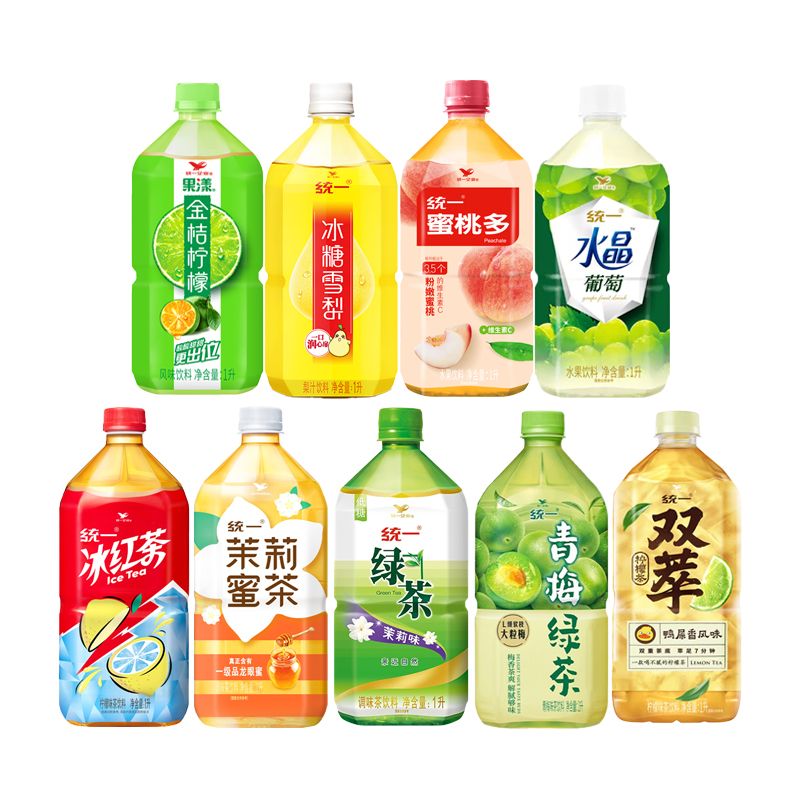 统一混合口味1升*8瓶整箱水蜜桃冰糖雪梨茶饮料1000ml团购批发