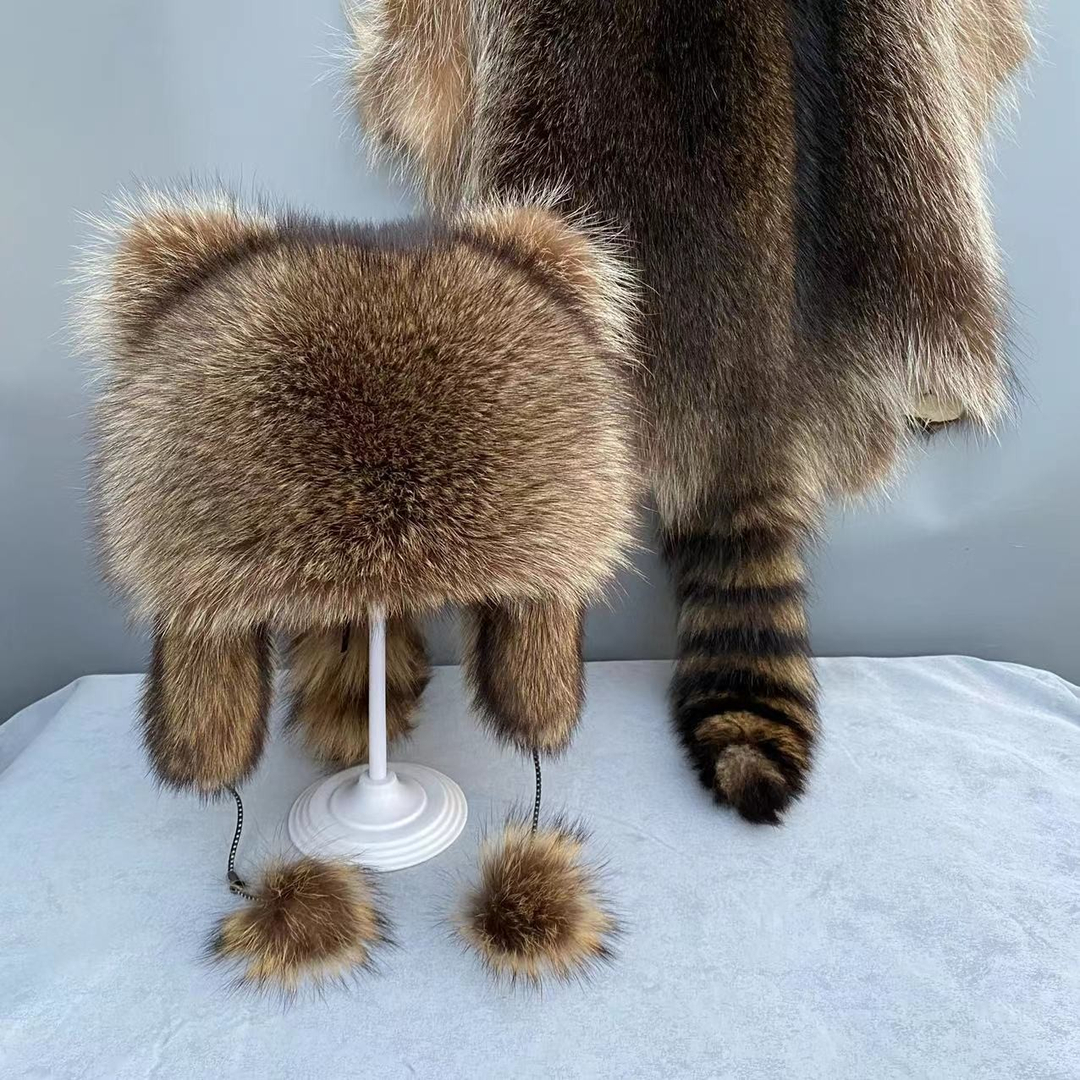 用券后79元小浣熊帽子儿童网红款猫儿帽冬季保暖成人加厚虎头帽子