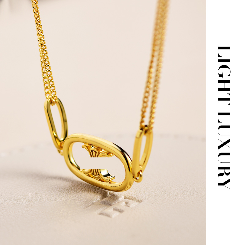 铜合金项链 184584凯旋门重工项链时尚锁骨链 百搭气质