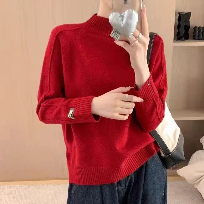 【女人专庭】2023秋冬新款休闲小标时尚针织打底衫YB-88052