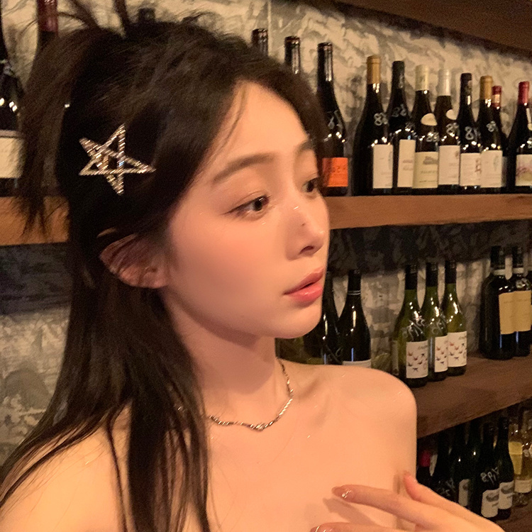 合金发饰 y2k银色星星金属发夹高级感发饰品五角星发卡子2023气质