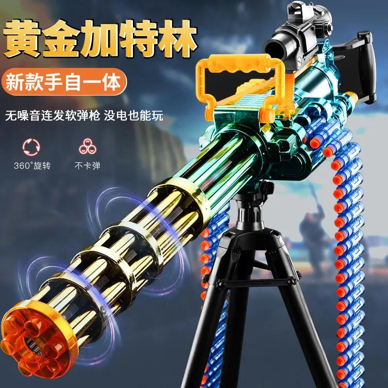 电动连发旋转加特林软弹可发射玩具男孩吃鸡儿童重机手自一体