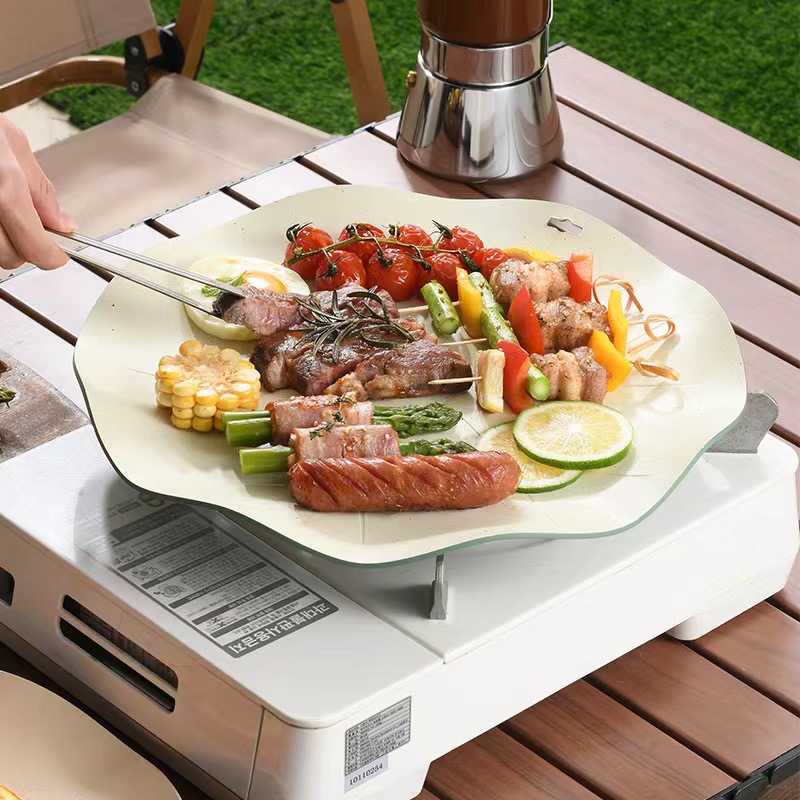 荷叶烤盘家用户外卡式炉电磁炉烤肉盘烧烤专用锅不粘平底煎锅陶瓷