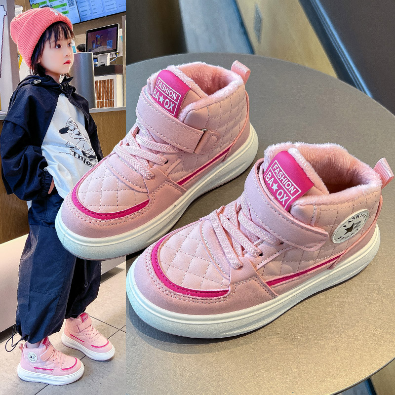 回力瑞儿童鞋二棉鞋2023冬季新款高帮鞋加绒加厚女童男童休闲鞋