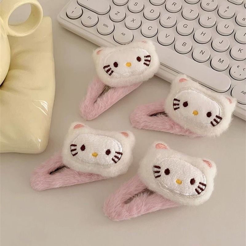 可爱hellokitty发夹女生毛绒粉色碎发鸭嘴夹侧边边夹少女心发饰
